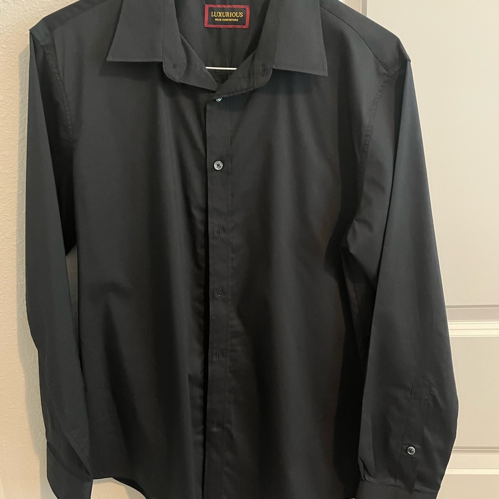 Men's Medium Black Shirt Long Sleeve Dress Shirt